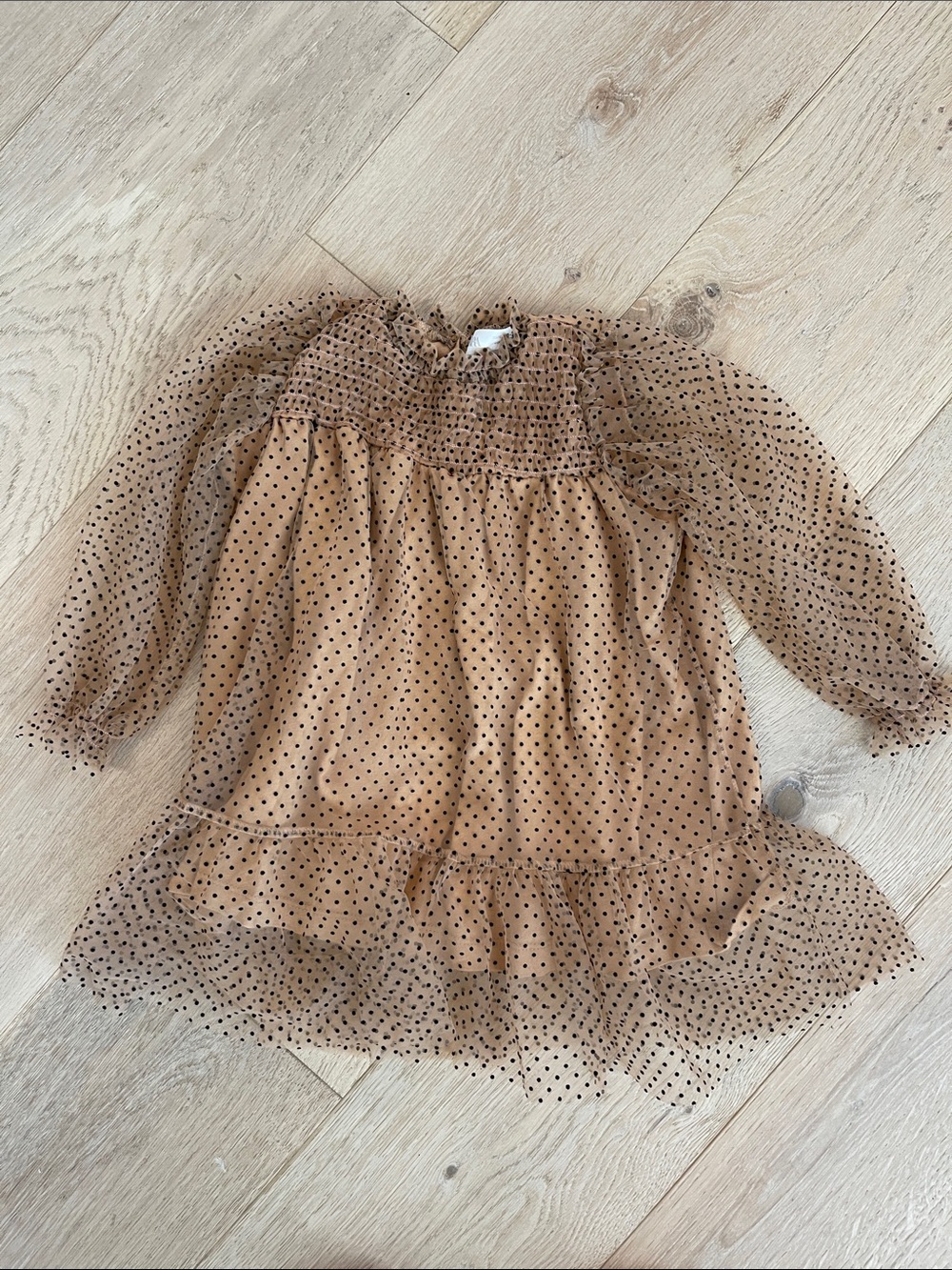 Zara tan polka dot mesh dress size 18-24 months